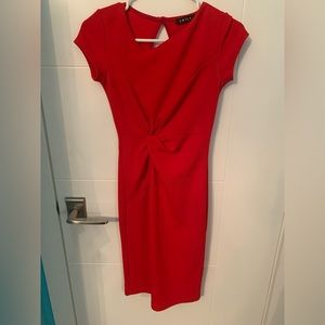 Red office tight dress